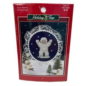 Vtg Snow Babies It’s Snowing 4” Counted Cross Stitch Kit Holiday Time #353022